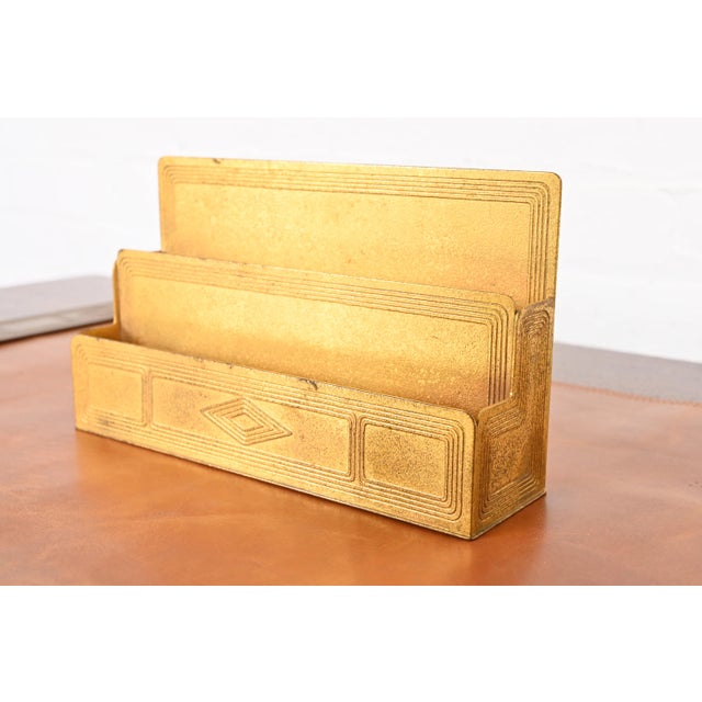 Art Deco Tiffany Studios New York Graduate Bronze Doré Letter Rack For Sale - Image 3 of 12