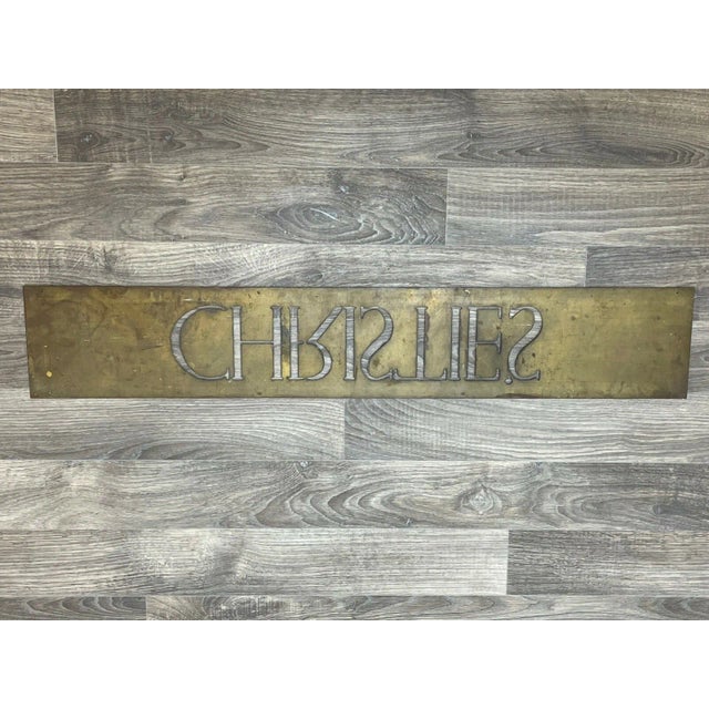 Mid Century British Rare Brass Auctioneers Wall Sign Christie's For Sale - Image 4 of 11