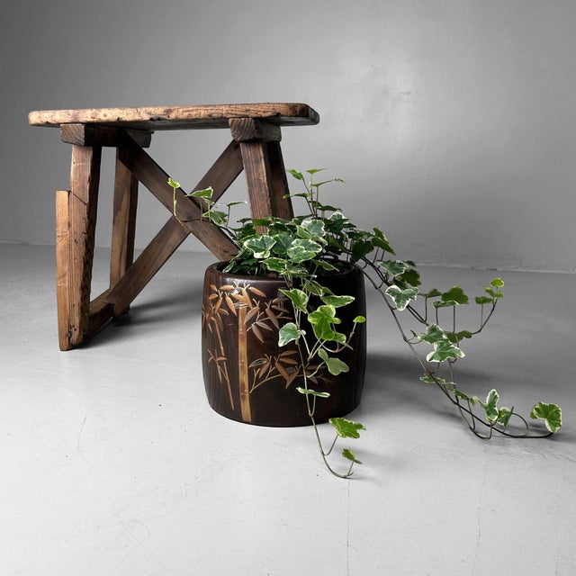 Vintage Japanese Wooden Stool, 1920s For Sale - Image 6 of 12