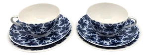 1960s Vintage Rorstrand "Mon Amie" Breakfast Cups, Saucers & Bread and ButterPlate Set- 6 Pieces