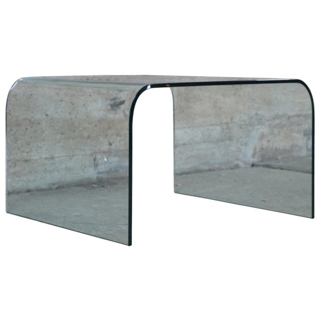 Mid-Century Modern Vintage Mid Century Modern Clear Glass Waterfall Coffee Table For Sale - Image 3 of 7