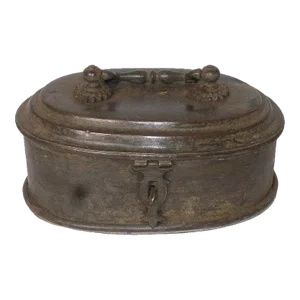 Indian Patinated Brass Betel Nut (Paan-Daan) Oval Box