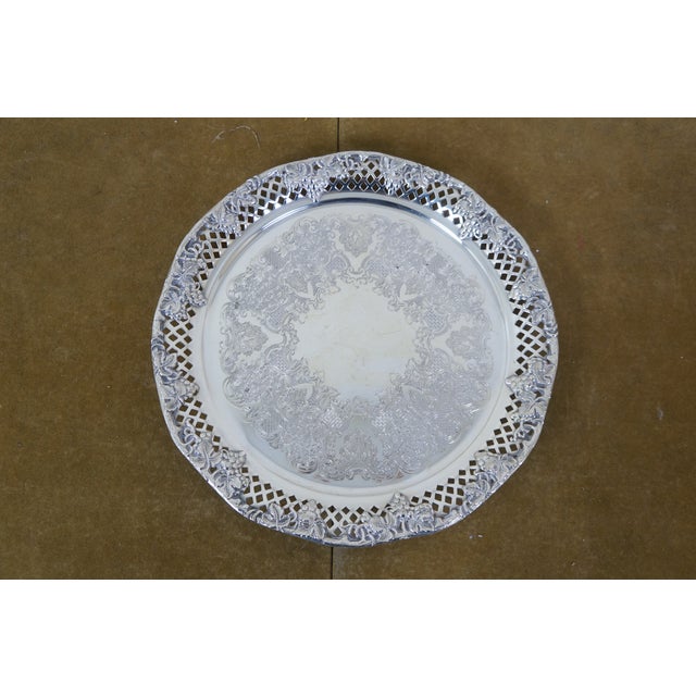 Vintage Round Scalloped Silverplate Serving Platters Bar Vanity Trays 10" to 16" - 7pcs For Sale - Image 15 of 17