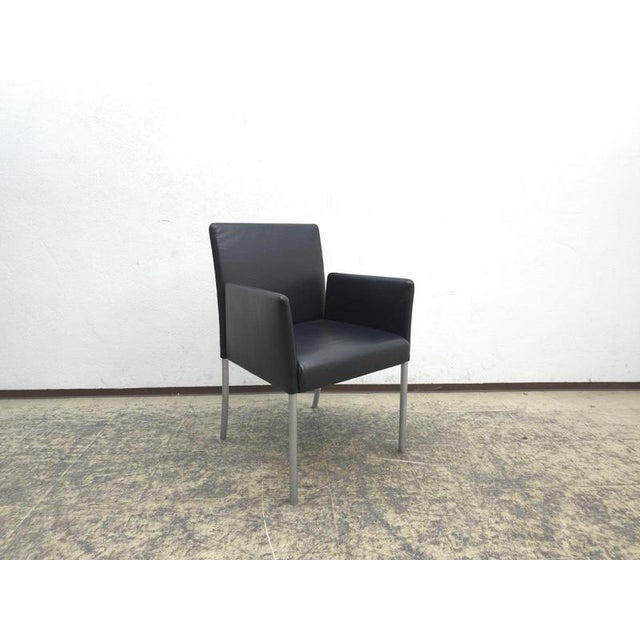 15th Century & Earlier Jason 1410 Armchair Set in Black Leather by Walter Knoll, Set of 4 For Sale - Image 5 of 16
