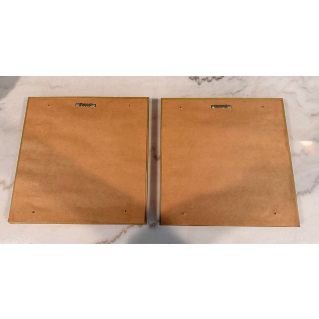 Pair of Vintage 11” X 11” Giltwood Accent Wall Mirrors With Carved Geometric Frames For Sale In Charleston - Image 6 of 9