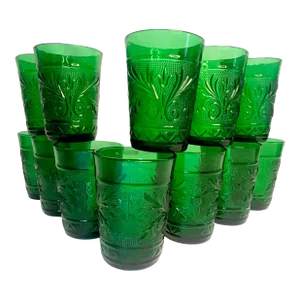 Antique Americana Art Deco Sandwich Glass Co. Pressed Juice Glasses - Set of 12.