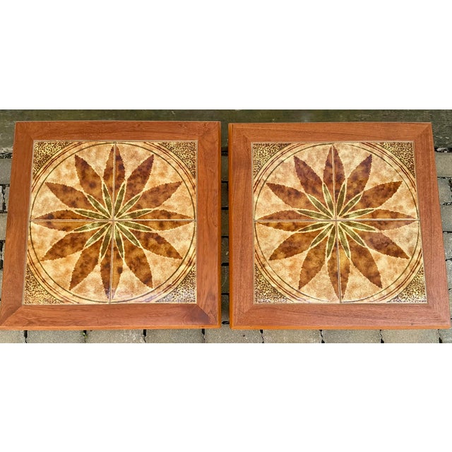 Pair of Danish Modern Teak and Tile Side Tables For Sale - Image 4 of 7