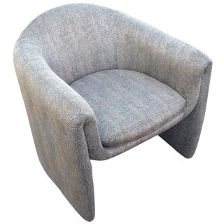 Vintage 1980s Gray Snakeskin Print Barrel Chair For Sale