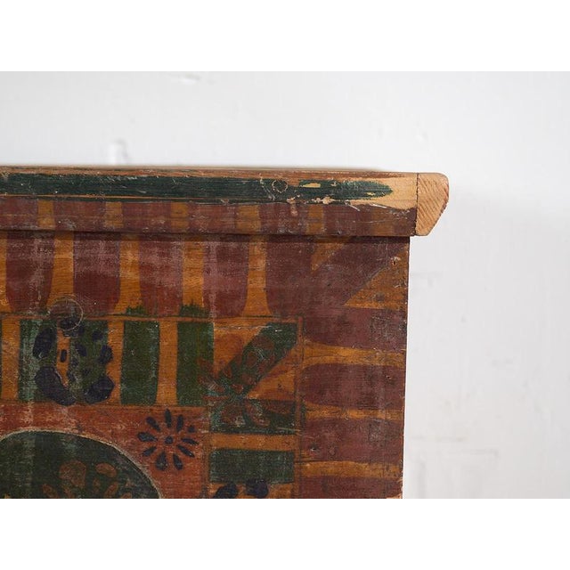 Large Antique Hand Painted Trunk, 1900s For Sale - Image 13 of 18