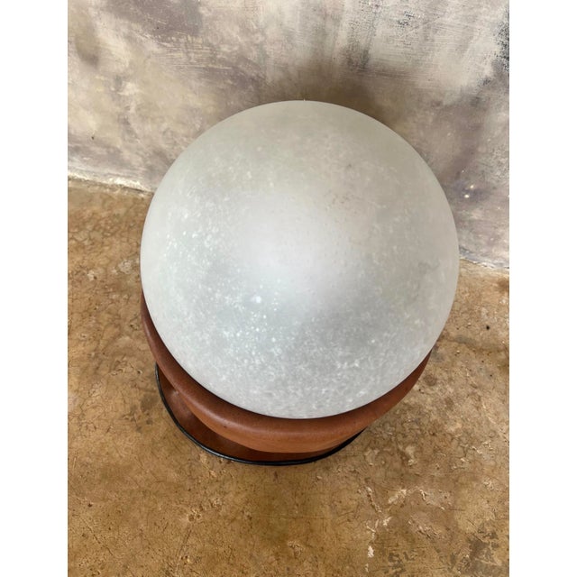 Table Lamp in Leather and Frosted Glass from Nova Tecno, Italy, 1970s For Sale - Image 4 of 9