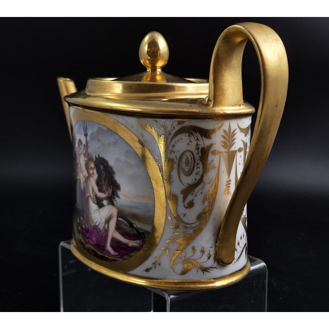 Antique Paris Porcelain Teapot with Mythological Scenes by Rue Vivienne for Bringeon, 1810 For Sale - Image 6 of 18
