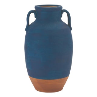 Ceramic Urn Vase with Terra Cotta Accent 10.5"H For Sale