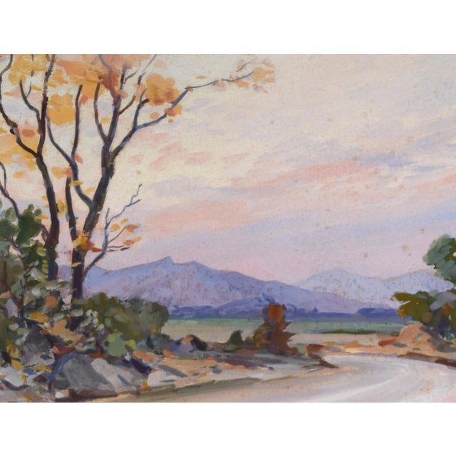 Vintage Mid Century Impressionist Watercolor Landscape Painting 1958 For Sale - Image 4 of 7