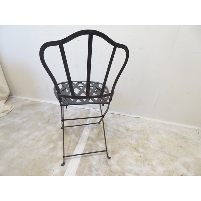 French Vintage French Black Iron Folding Garden Chair For Sale - Image 3 of 5