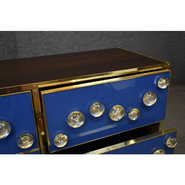 Blue Sideboard with 28 Murano Jewel and Brass from Justfurnituress SRL For Sale - Image 6 of 13