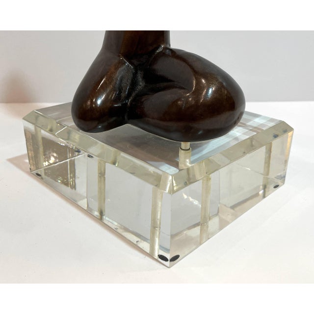 Bronze Bronze Sculpture Female on Acrylic Base For Sale - Image 8 of 11
