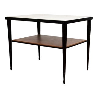 Paul McCobb Style Wrought Iron Two Tier Table For Sale