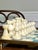 Chinese Stone Chess Set on Brass Framed and Footed Board in Blue and White, 1960s For Sale - Image 4 of 15