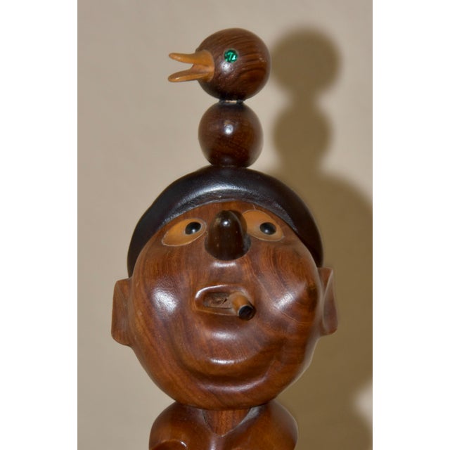 Step into a world of rustic charm with this absolutely delightful Vintage DOLFI Italian Hand Carved Wooden Duck w/emerald...