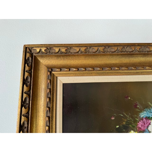 Wood 1970's Eric Linnell Floral Still Life Oil on Cnavs Painting, Framed For Sale - Image 7 of 9