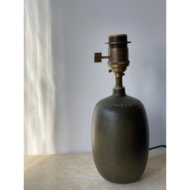 1960s Vintage Brown Green Table Lamp from Agne Aronsson, 1960s For Sale - Image 5 of 7