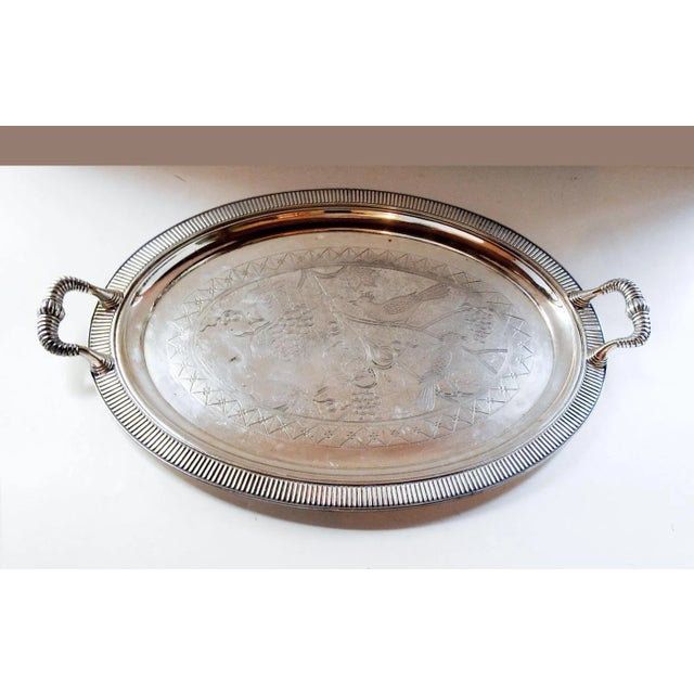 Late 19th Century Antique Aesthetic Movement Silverplate Tray With Grapes and Birds For Sale - Image 5 of 5