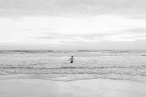 Swimming Art Print, Black and White Beach Photography Print, Figurative Art, 'Monochrome Swimmer' Modern Coastal Wall Art, 45 X 30"
