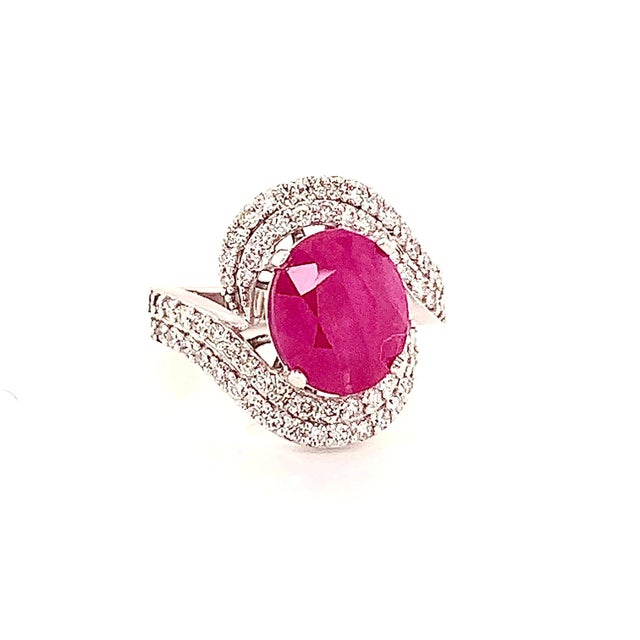 Natural Ruby Diamond Ring 14k Gold 6.32 TCW GIA Certified For Sale - Image 11 of 13