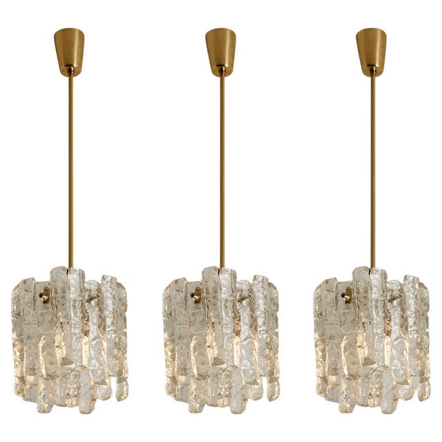 Modern Ice Glass Pendants from Kalmar, 1970s, Set of 2 For Sale - Image 10 of 10