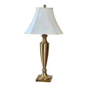 Westwood Tall Brass Table Lamp by Kichler With Silk Lamp Shade