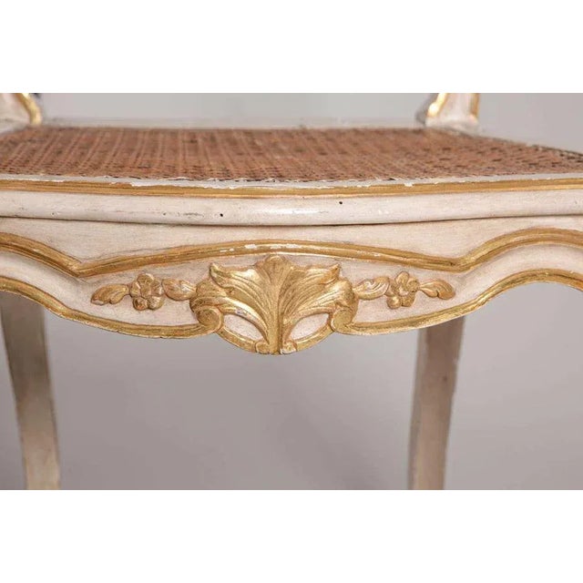 19th Century French Ivory-Painted & Parcel-Gilt Chairs, Set of 6 For Sale - Image 6 of 8