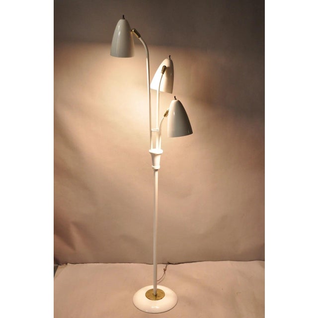 Vintage Gerald Thurston for Lightolier Mid Century Modern White Metal "Bullet" Pole Floor Lamp. Circa Mid 20th Century....