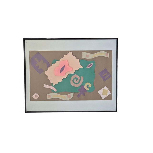 Matisse Style Paper Cutout Collage Art Framed This Art can be displayed either Vertically or Horizontally