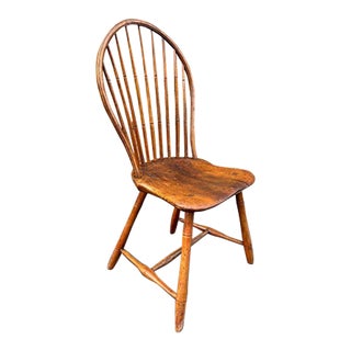 Antique Early 19th Century New England. Bamboo Style Carved Bowl Back Windsor Chair For Sale