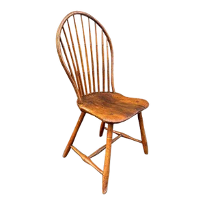 Antique Early 19th Century New England. Bamboo Style Carved Bowl Back Windsor Chair
