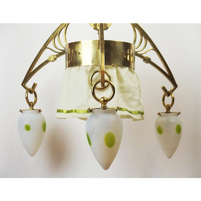 Art Nouveau Brass Chandelier, 1890s For Sale - Image 5 of 14