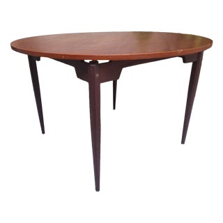 Wooden Dining Table with Round Top, 1950s For Sale