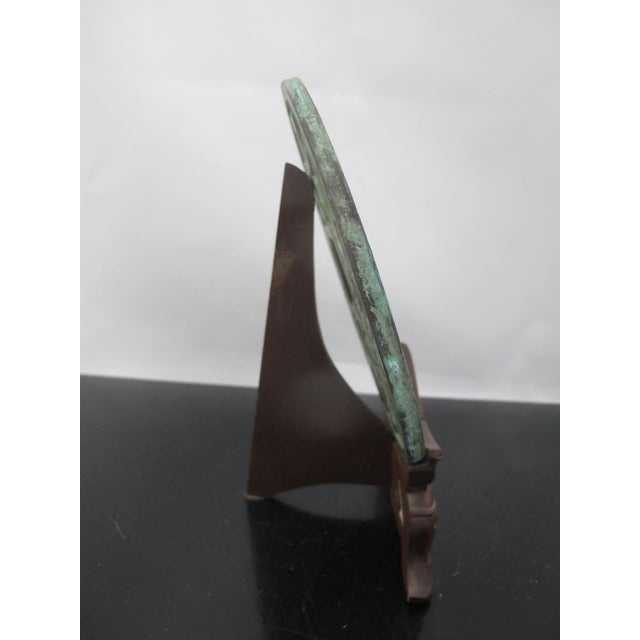 Large Chinese Bronze Antique Cash Coin Trivet With Carved Wood Stand For Sale In Portland, OR - Image 6 of 11