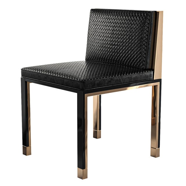 "Victoria" Chair With Stainless Steel, Bronze and Woven Leather For Sale In Los Angeles - Image 6 of 13