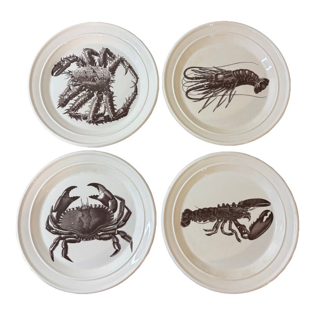 Vintage Portmeirion Kingdom of the Sea Shellfish Plates - Set of 4 For Sale