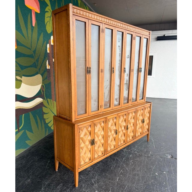 Wood Mid Century Broyhill Diamond Head Hutch For Sale - Image 7 of 14