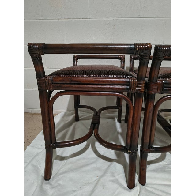 Pair of Rattan Benches Made in Phillipines Tobacco Brown For Sale - Image 9 of 12