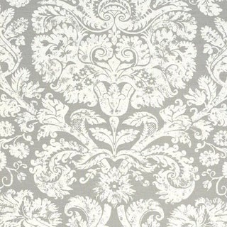 Schumacher Barresa Damask Fabric in Pearl For Sale