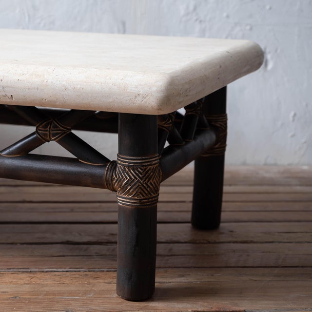 Shou Sugi Ban Bamboo and Stone Coffee Table, 1980s For Sale - Image 11 of 18