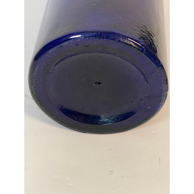 American Antique American Cobalt Blue Glass Bottle 14” For Sale - Image 3 of 3