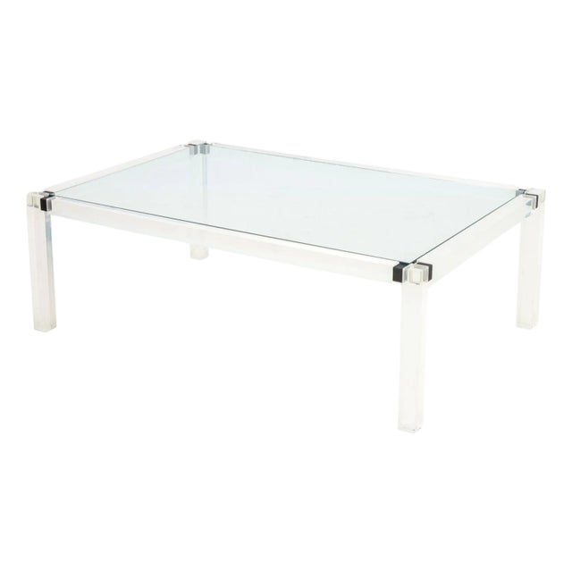 Mid-Century Modern Glass & Lucite Coffee Table For Sale