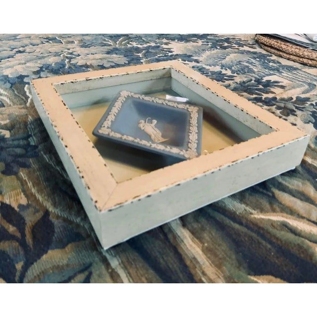 Shabby Chic 1930s Jasperware Classical Muse Dish in Custom Shadow Box Frame For Sale - Image 3 of 8