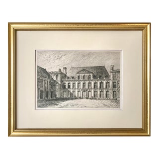 Antique Original French Etching Chateau d'Oiron by D. Lancelot Paris Circa 1860 For Sale