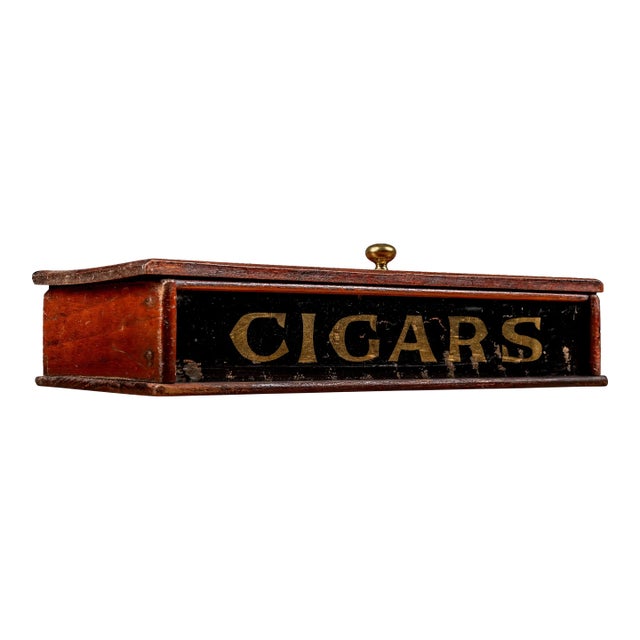 Early 20th Century Cigar Box With Rog Foil Lettering For Sale