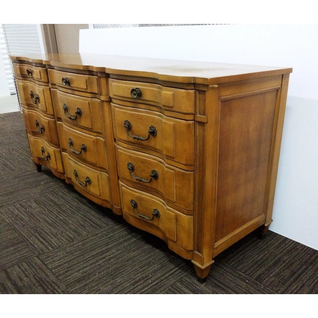 French Provincial Mid-Century French Provincial Large Lowboy Dresser or Sideboard J. L. Metz on Sale 1995 For Sale - Image 3 of 12